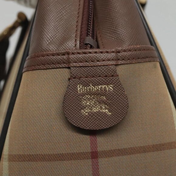 Burberrys Hand Bag Canvas Brown Gold Auth mr1221 - Picture 11 of 16